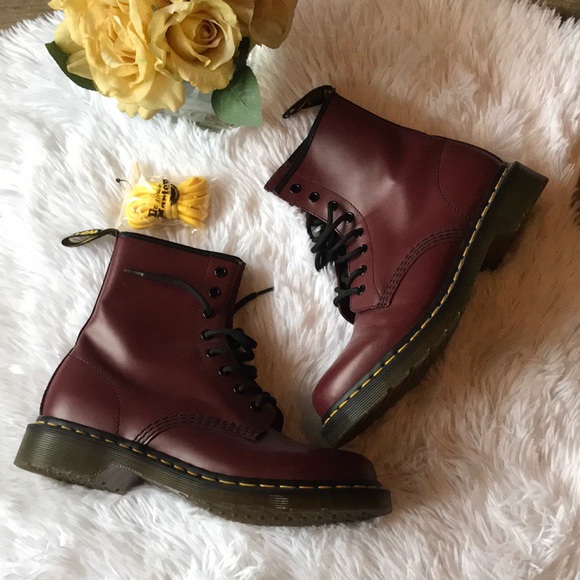 Dr. Martens Shoes - Dr. Martens Red 1460 Smooth Combat Boots